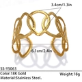 French style 18K gold plated stainless steel open cuff bracelet with textured design - Gold