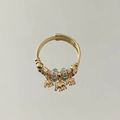 Gold-toned twist bangle with teal floral beads and hollow elephant charms - Seahorse Scallop Silver Style (B1189-9)