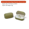Grass green flocked ring box with gold buckle and white interior for jewelry gifts - Single Ring Box / 7.5*4*3.5cm / Grass Green