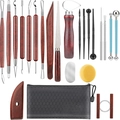 18-piece clay sculpting tool set with stainless steel tips and black zipper storage bag - 23-Piece Pottery Tool Set Model A