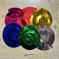 Set of six colorful metallic PVC spiral ceiling decorations with plastic hanging hooks - Single Spiral / Colorful
