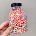 Bunte Mini-Haargummis mit hoher Elastizität in einer Dose für Kinder-Frisuren - 1000 Stk/Glas / 3# Mehrfarbig