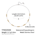 Vista de detalle del collar de cuentas de acero inoxidable bicolor 18K con medidas - Estilo de Cuentas Bicolor Oro y Plata (YYN025048)