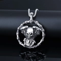 Collar biker punk vintage con colgante de calavera de motor y cadena de moto de acero - El Modelo E0311 Incluye Una Cadena (de Color Acero).