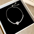 Elegante bracciale regolabile con zircone a cuore in finitura argento per donne - Bracciale 12# (HB285-2)