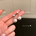 Elegant S925 silver pearl drop earrings with sparkling cubic zirconia studs - "let Me Shine" Pearl Zirconia - E6837 Silver