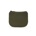 Olive green canvas coin purse with YKK zipper and white stitching details - Forest Green