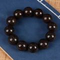 Single strand green sandalwood bracelet with polished round beads for men - 10mm 19 Beads / Black Red Gold Star Blood Sandalwood