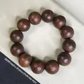Verawood 20mm round bead bracelet in deep brown natural wood grain Fullness Edition - 12mm*17 Beads / White Agarwood