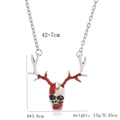 Collana con ciondolo teschio gotico con corna rosse e catena regolabile 42+7 cm - Teschio di Corna Insanguinato (X231) / Argento Antico
