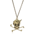 Collana con ciondolo a teschio gotico con serpente e ossa incrociate oro antico - Teschio Intrecciato con Serpente (X090) / Bronzo Antico