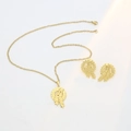 Exquisite golden leaf necklace and earrings set with intricate woven texture - Wheat Ear Woven Ring Style (E6930)