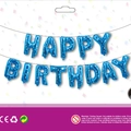 Blue Happy Birthday foil balloon set with white stars for party decoration - Blue with Small Stars