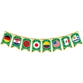 Bannière Coupe du Monde avec huit drapeaux nationaux et motifs en nid d'abeille - 1 Ficelle de Bannières (Y-00648-6)