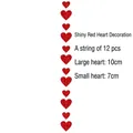 Red glitter heart hanging garland for Valentine's Day party decor, 12 pieces per string - Body Glitter / 12Pcs/String / Red