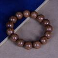 Polished Liu Dao Mu wood prayer beads with 15 natural brown grain round beads - Premium Old Wood 15mm*15 Beads (Classic Style)