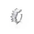 Silver ear cuff with five rectangular clear zircons in a minimalist tiered layout - Single Piece / White Gold (Clear)