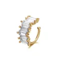 Gold ear cuff with baguette-cut clear zircons, minimalist non-pierced earring, one piece - Single Piece / Yellow Gold (Clear)