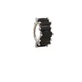 S925 silver hoop earring with black baguette-cut cubic zirconia in a minimalist style - Single Piece / White Gold (Black)