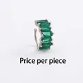 Silver square-cut emerald green zircon ear cuff without piercing for women - Single Piece / White Gold (Green)