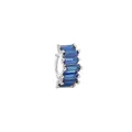 Blue baguette cut zircon ear cuff in silver finish, sold as one single piece - Single Piece / White Gold (Royal Blue)