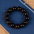 Polished 12-bead blood sandalwood bracelet with golden star speckles on blue background - Single Loop (20200527) / 13 Pieces/Pack / Black Red Gold Star (18mm)