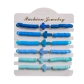 Set di 6 braccialetti con perline heishi blu sfumate con ciondoli a croce e oro metallico - SY0172-1