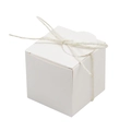Elegant white 5x5x5cm square DIY candy favor box featuring white twine and gift tag - 5cm White Cowhide + Round Hanging Clip