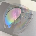 Protector facial iridiscente con revestimiento de espejo colorido y montura ergonómica - Montura Transparente Lente de Espejo Rosa