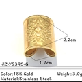Anillo abierto de acero inoxidable bañado en oro de 18K con grabado de sol bohemio - Estilo Abierto de Estrella Retro / Dorado