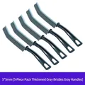 Set van 5 lange spleetreinigingsborstels met harde grijze borstelharen en 5x5mm schuine koppen - Verbeterde verdikte stijl (Grijze borstels grijze handgreep 5st)