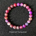 Imperial Jasper beaded bracelet with vibrant purple, magenta, and blue 8mm gemstone beads - Turquoise