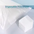 Single-use white non-woven pillowcase for travel hygiene and hotel sanitation - Disposable Elastic Band Pillowcase White (10 Pcs/Pack)