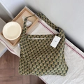 Floral print canvas tote bag with green and yellow flowers in vintage pastoral style - Green Yellow Black Floral(2#)