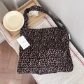 Stylish canvas tote bag with leopard print and wide shoulder strap featuring a MISS tag - Leopard Print(34#)