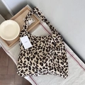 Leopard print corduroy tote bag with wide shoulder strap and MISS brand tag - Corduroy Leopard(36#)