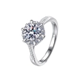 Bague réglable en argent sterling S925 avec moissanite flocon de neige et sertissage halo - 0,5 Carat Moissanite / Style Torsadé Flocon de Neige (Or Blanc)
