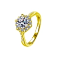 Bague ajustable en argent 925 avec flocon de neige en moissanite, finition dorée - 0,5 Carat Moissanite / Style Torsadé Flocon de Neige (Or Jaune)