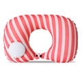 Portable U-shaped travel neck pillow with red and white stripes and manual press pump - Milk Silk / Neck Pillow / Red and White Striped