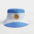 Reversible Argentina flag bucket hat with blue stripes and sun emblem for soccer fans - Argentina Sky Blue White Stripes Sun Logo Style