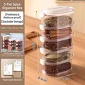 5-tier clear stackable spice box organizer with white lids for kitchen storage - 5-Layer Stackable Box / White