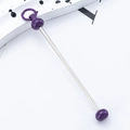 DIY beadable keychain rod in deep purple finish with polished stainless steel bar - Deep purple