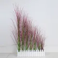 Artificial purple onion grass in white picket fence pot for Nordic home decoration - Gradient Pink