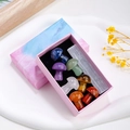 Natural crystal mushroom stone set with selenite wand in a pink gift box display - Colored Mushroom-Shaped Ore Gift Box Set