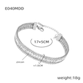 Pulsera de cadena de quilla con circonitas plateadas, largo 17+5cm y ancho 1cm, 18g - Color Acero
