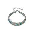 Pulsera de acero inoxidable plateada con circonitas rectangulares multicolores - Acero Arcoíris