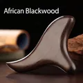 Ebony wood fish-shaped guasha scraper tool with smooth polished finish and natural grain - Triangle-African Blackwood