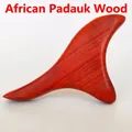 Ergonomic African Red Pear Wood massage tool with natural grain in a rich reddish-brown finish - Triangle-Red Safflower Pear Wood