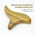 Green sandalwood triangle bird massage tool with natural wood grain, size 11x7x2cm - Triangle-Green Sandalwood