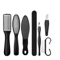 7-piece black foot care set with stainless steel rasps and pedicure tools - Jbc Black 7-piece Set - Bagged